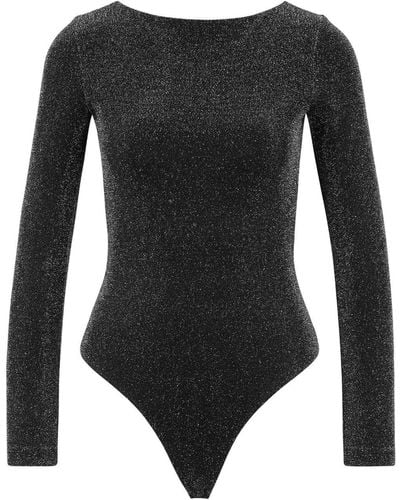 HUGO Long-sleeved Lurex Bodysuit - Black