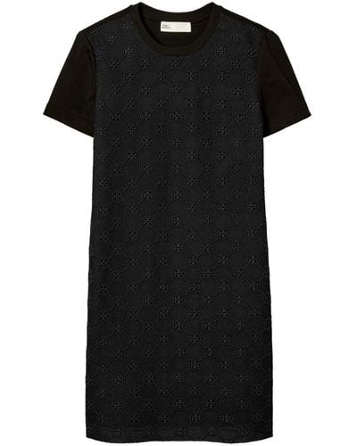 Tory Burch Monogram Lace T-shirt Dress - Black