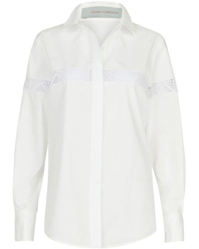 Silvia Tcherassi Andrea Lace-panel Organic Cotton Shirt - White