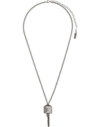Saint Laurent Etched Key Pendant Necklace - Metallic