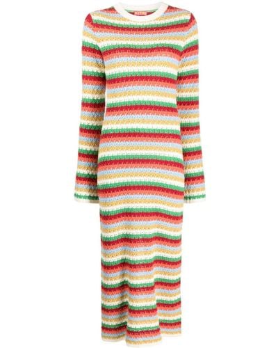 Kitri Nadine Striped Crochet Midi Dress - Multicolour