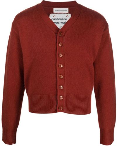 Extreme Cashmere Clover Ribbed Cashmere Cardigan - Red
