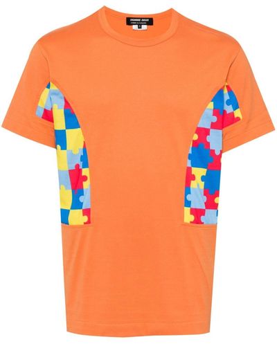 Comme des Garçons Puzzle-print Cotton T-shirt - Orange