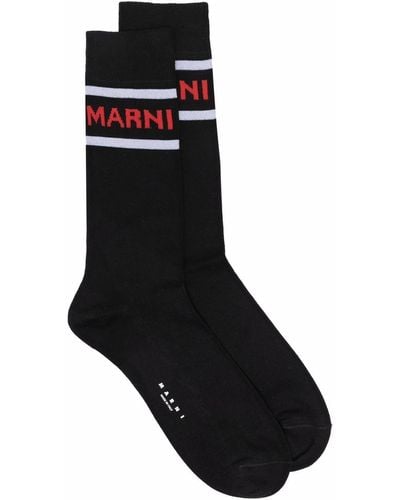 Marni Chaussettes à logo imprimé - Noir