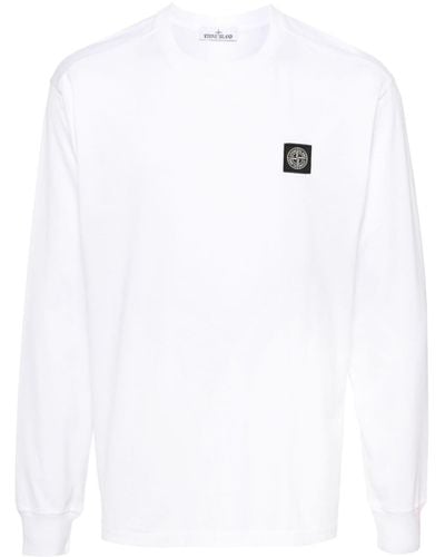 Stone Island T-Shirt mit Logo-Patch - Weiß