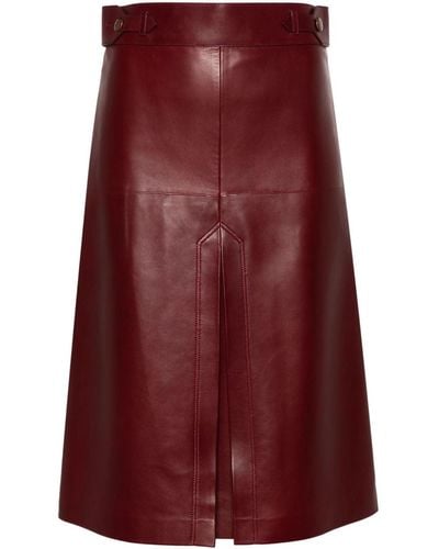 Gucci Front-slit Leather Skirt - Purple