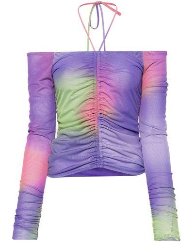 Emporio Armani Camouflage-pattern Mesh Sweater - Purple