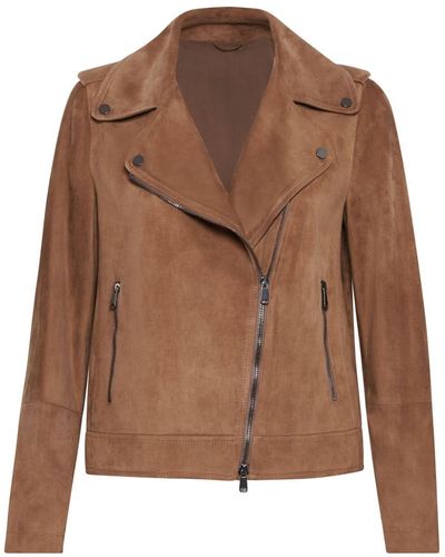 Brunello Cucinelli Bikerjacke aus Wildleder - Braun