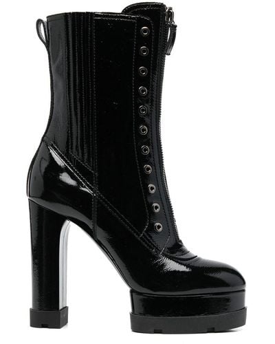 Casadei Nancy Zip-up Platform Boots - Black
