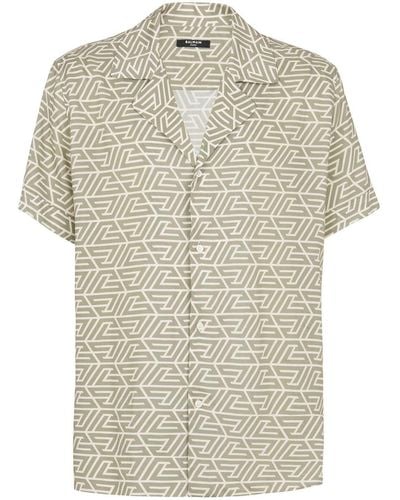 Balmain All-over Geometric-print Shirt - Green