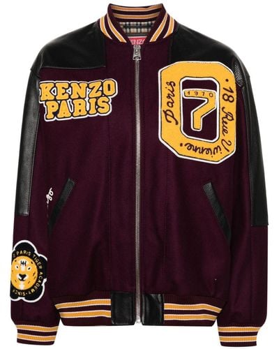 KENZO Tiger Academy-appliqué Varsity Jacket - Purple