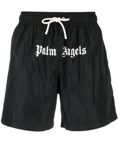 Palm Angels Zwembroek Met Logoprint - Zwart