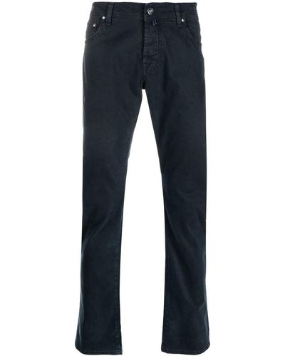 Jacob Cohen Scarf-detail Five-pocket Straight-leg Trousers - Blue