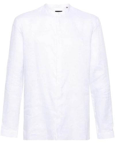 Giorgio Armani バンドカラー リネンシャツ - ホワイト