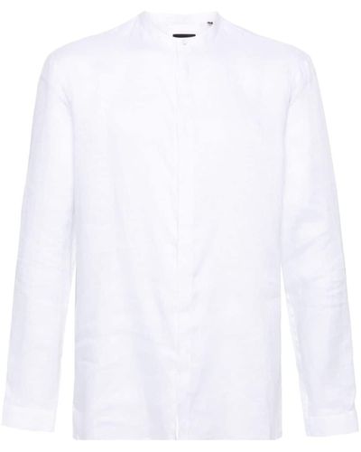 Giorgio Armani Chemise en lin à col officier - Blanc