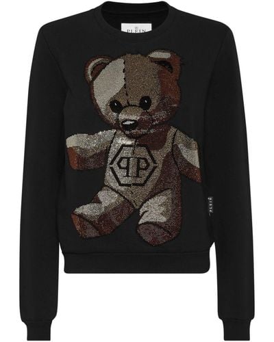 Philipp Plein Teddy Bear Crystal-embellished Sweatshirt - Black