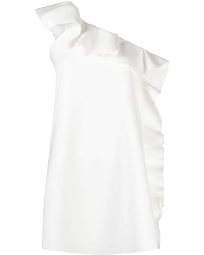 MSGM Ruffle-trim Asymmetric Minidress - White