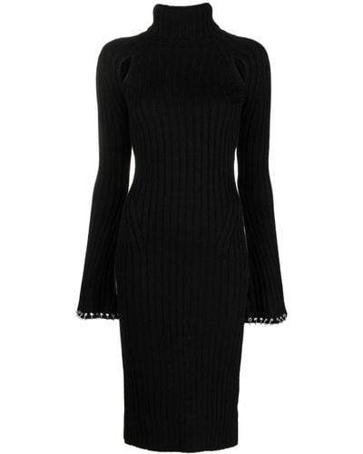 Patrizia Pepe Cut-out Ribbed Midi Dress - Black