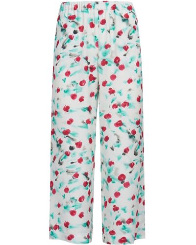 Marni Floral Cropped Trousers - Blue