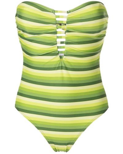 Amir Slama Striped Cut-out Swimsuit - Green