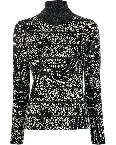 Liu Jo Leopard-print Roll-neck Top - Black