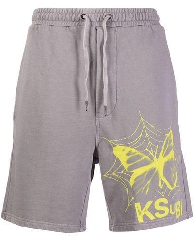 Ksubi Pantalones cortos de chándal con logo - Gris
