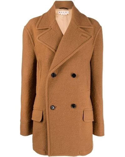 Marni Double-breasted Short Coat - Brown