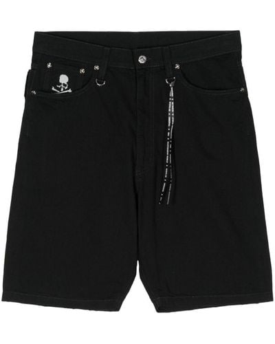 MASTERMIND WORLD Skull-embroidered Denim Shorts - Black