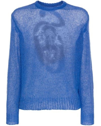 Stussy S Loose Knitted Sweater - Blue