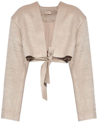 The Mannei Tied-waist Cropped Jacket - Natural