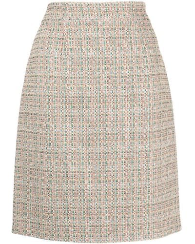 Paule Ka Tweed Lurex-detail Midi Skirt - Natural