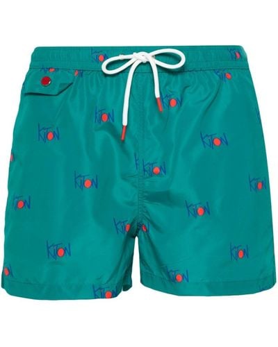 Kiton Logo-print Swim Shorts - Green