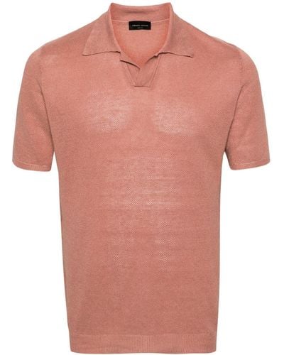 Roberto Collina Pikee-Poloshirt mit offenem Kragen - Orange