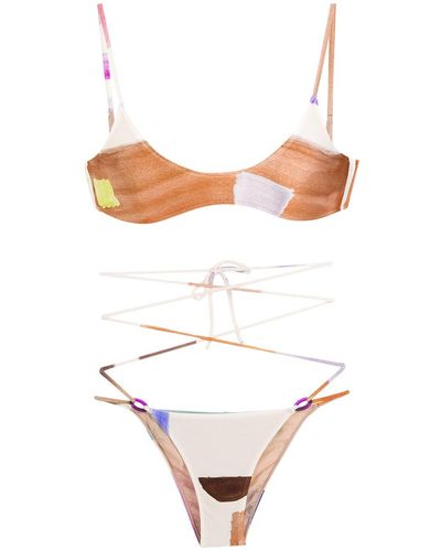 Adriana Degreas Set bikini con design patchwork - Bianco