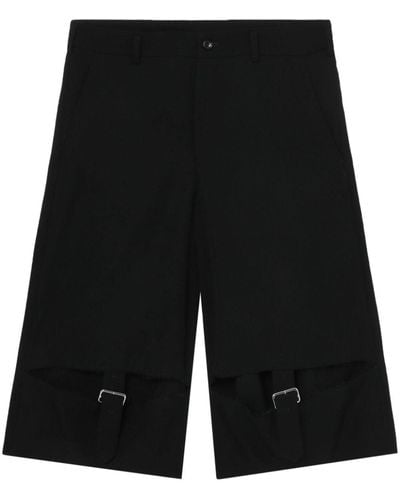 COMME DES GARÇON BLACK Buckle-detail Wool Shorts - Black