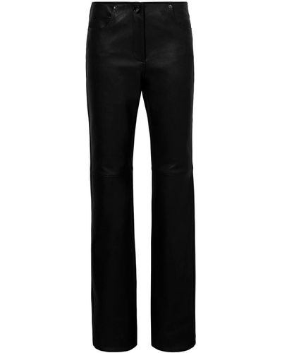 Proenza Schouler Pantalon en cuir à coupe droite - Noir