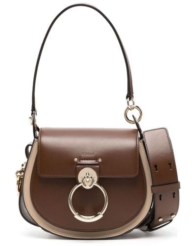 Chloé Small Tess Leather Crossbody Bag - Brown
