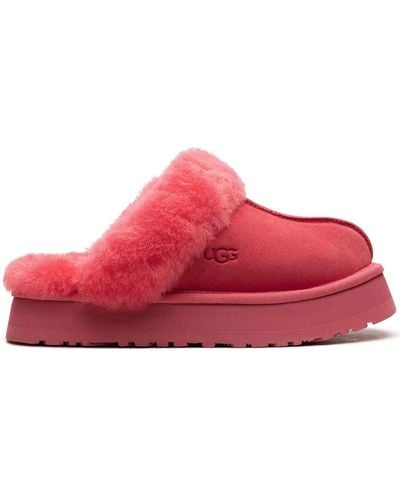 UGG Disquette Shearling Platform Slippers - Red