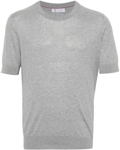 Brunello Cucinelli Mélange-effect T-shirt - Gray