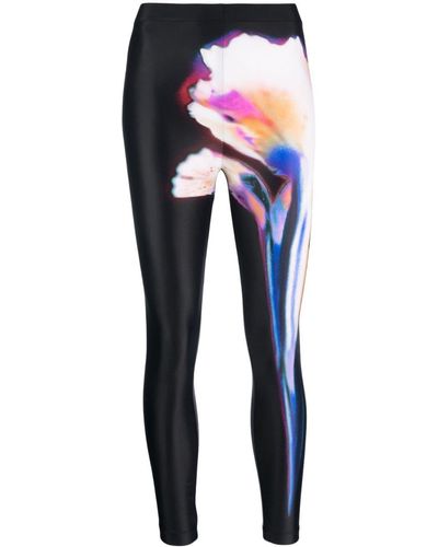 Alexander McQueen Leggings mit Solarised Petal-Print - Blau