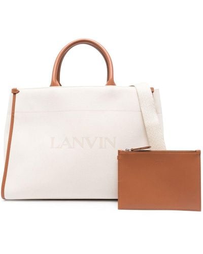Lanvin Logo-print Leather Tote Bag - White