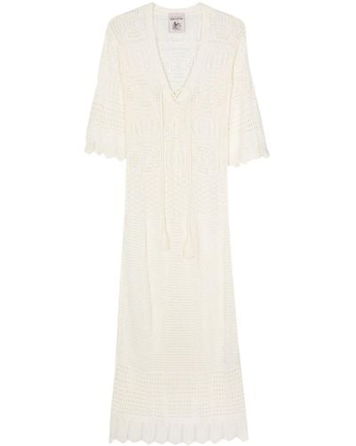 Semicouture Robe longue en crochet - Blanc