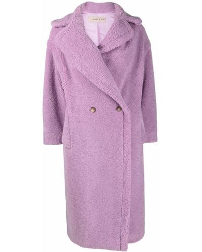 Blanca Vita Tuia Double-breasted Teddy Coat - Purple