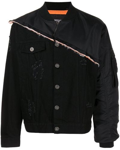 Mostly Heard Rarely Seen Patchwork Paneled Denim Jacket - Black