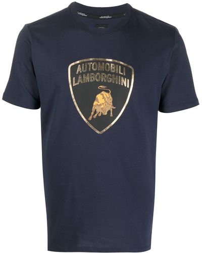 Automobili Lamborghini T-shirt Met Logoprint - Blauw