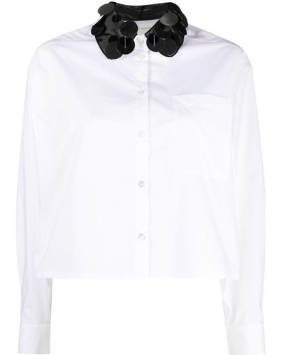 Tela Sequin-detailing Cotton Shirt - White