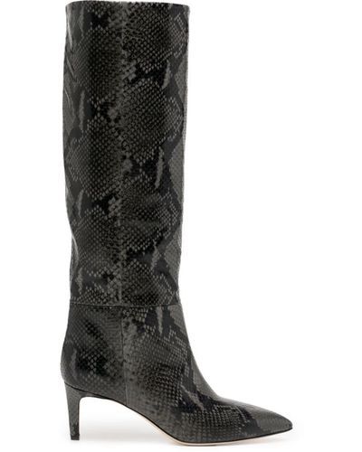 Paris Texas Snake-print Knee-high Boots - Black