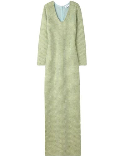 St. John Twill-knit V-neck Gown - Green