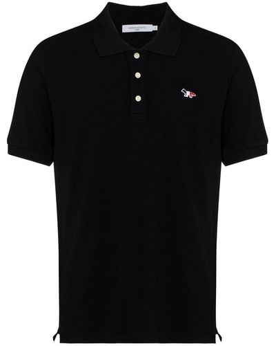 Maison Kitsuné Embroidered-motif Polo Shirt - Black
