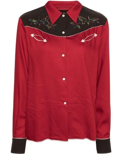Bode Camisa Jumper Western con estrella bordada - Rojo